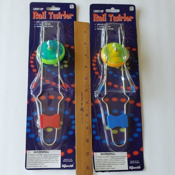 NWT - (Set of 2) Light-Up Rail Twirler Kids Toy Magnetic Wheel Spinner Light - Picture 1 of 3